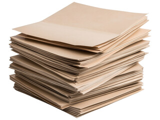 Stack of Brown Paper Sheets on White Background