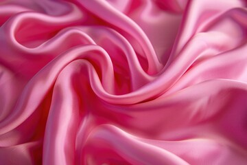 Obraz premium Vibrant hot pink silk fabric with shimmering ripples.