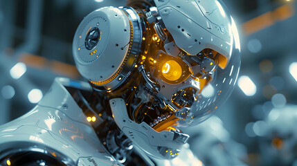 Fototapeta premium Futuristic Robot Head 3D Illustration