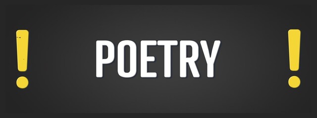 Poetry.. A blackboard with white text. Illustration with grunge text style.