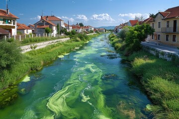Fototapeta premium Beautiful green Mreznica river in Belavici village in Croatia natural landscape