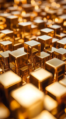 Fototapeta premium Floating golden cubes as a wealth symbol