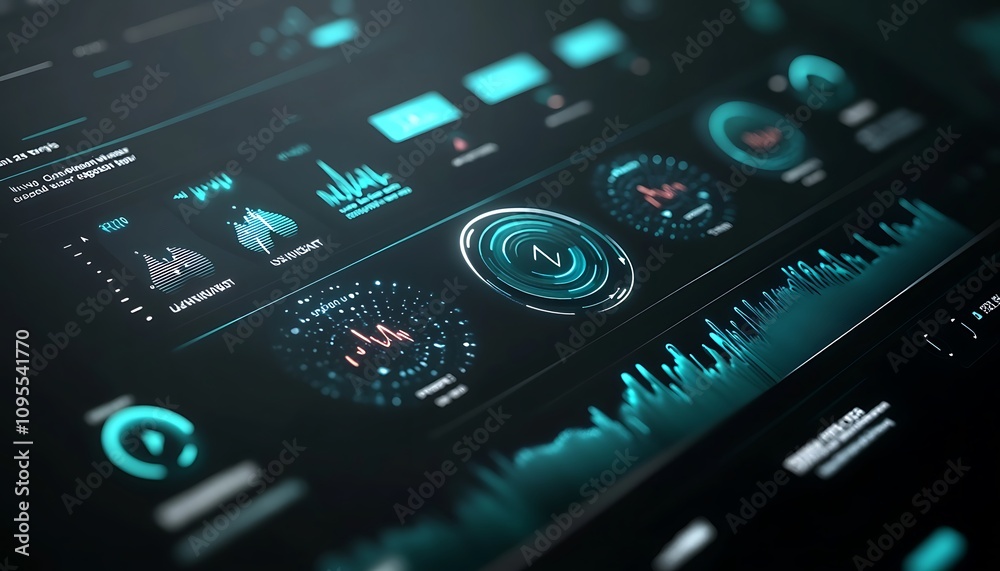 Aufkleber a digital dashboard displaying data visualizations and analytics metrics.