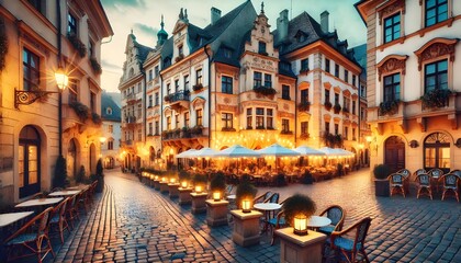 Fototapeta premium charming European town square