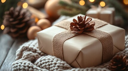 Close up of Christmas gift box