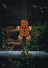 Gingerbread Felt Man on Fence Post