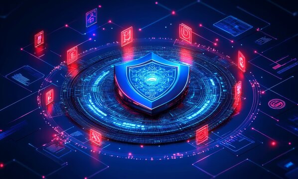 Futuristic Cybersecurity Shield Concept with Advanced Protection Technology