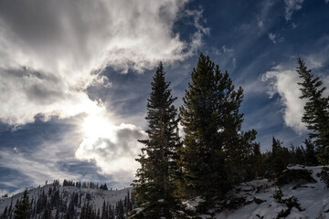 Afternoon sun & clouds; Snowy Range; Wyoming