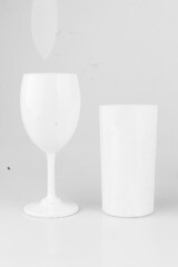 color white Wine glass mockup isolated on white background