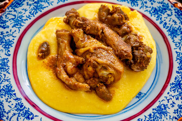 Rustic Brazilian dish, free-range chicken with polenta. Real food