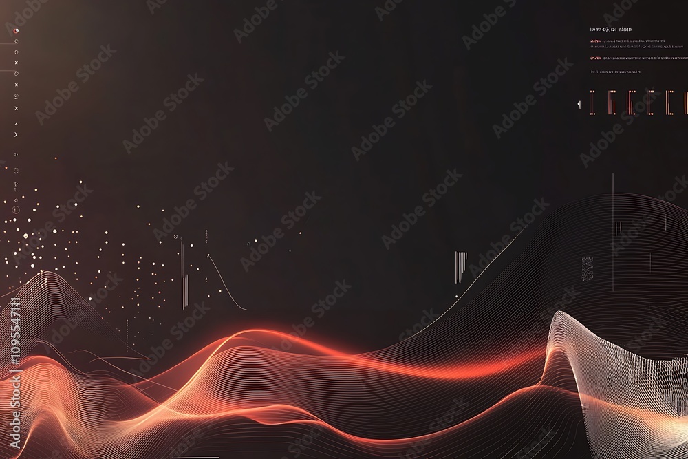 Poster abstract digital design with flowing lines and light effects, suggesting data visualization.