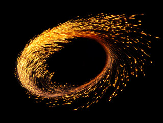 Spinning Fireworks: Firework sparks creating glowing arcs in the dark,