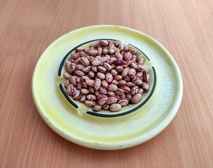 Raw beans on the table