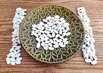 Raw beans on the table