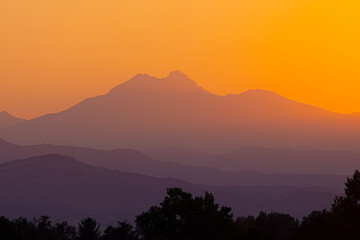 Sunset over Layered Mountains