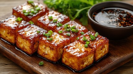 Delicious Glazed Tofu Cubes with Soy Sauce