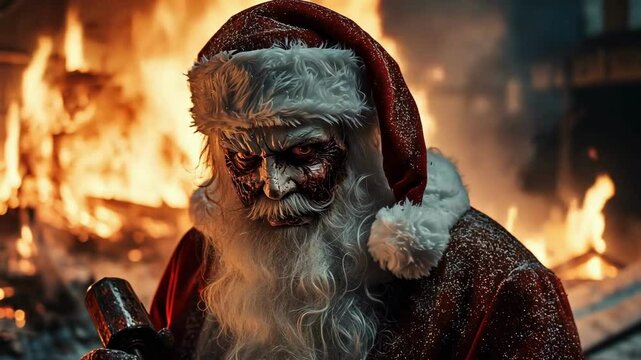 Dark santa with fiery background