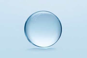 Clear Glass Sphere on Light Blue Background for Cosmetic and Scientific Product Display