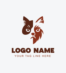 vector graphic illustration combination cat and dog logo