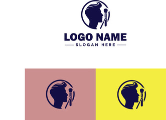 Makeup Artist icon Cosmetician Beauty therapist Makeup stylist flat logo sign symbol editable vector