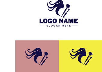 Makeup Artist icon Cosmetician Beauty therapist Makeup stylist flat logo sign symbol editable vector