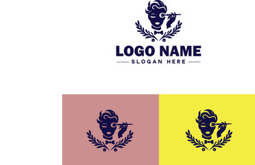 Makeup Artist icon Cosmetician Beauty therapist Makeup stylist flat logo sign symbol editable vector