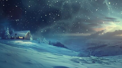 Beautiful and Dreamy Winter Snow on Christmas Night Background - A Magical and Enchanting Winter Scene. The Fluffy Snowflakes Falling Gently