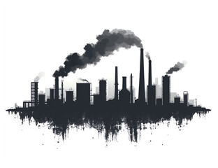 Obraz premium Silhouette factory, vector illustration, a flat icon with a white background.