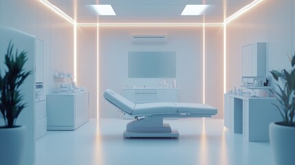 Sterile Modern Medical Room: Futuristic Clinic Interior Design