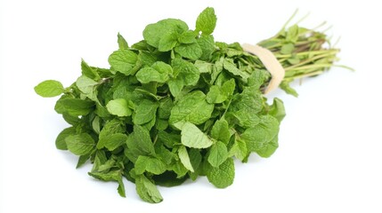 Obraz premium A fresh bunch of mint with its fragrant green leaves and refreshing scent, Each leaf’s vibrant color and delicate veins captured with precision
