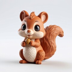Adorable 3D Rendered Squirrel Figurine Holding Nut