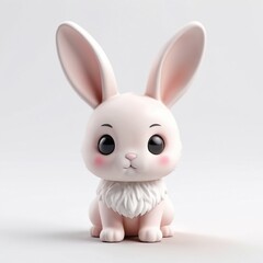 Fototapeta premium Adorable Pink Bunny Rabbit Cute Cartoon 3D Render Easter Childrens Illustration