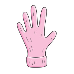 Pink warm knitted glove isolated vector illustration