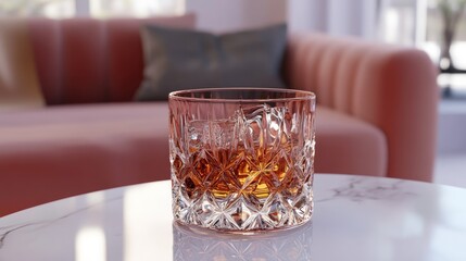 Elegant Glass of Whiskey on Stylish Table