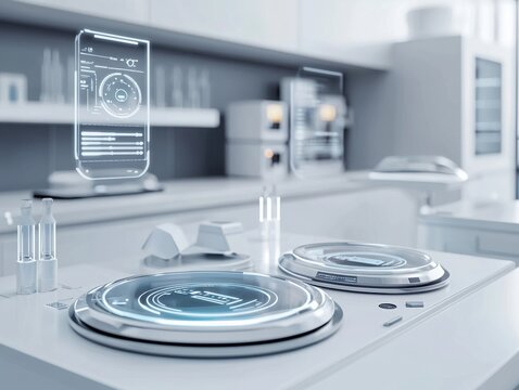 Advanced laboratory equipment demonstrates cutting-edge technology in a futuristic lab environment showcasing innovative scientific methods and tools for research and development