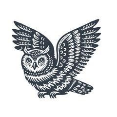 Owl. Black and white vector Illustration
