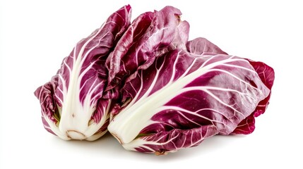 Obraz premium A fresh bunch of radicchio with its vibrant purple leaves and bitter flavor, Each leaf’s bright color and subtle imperfections captured with precision