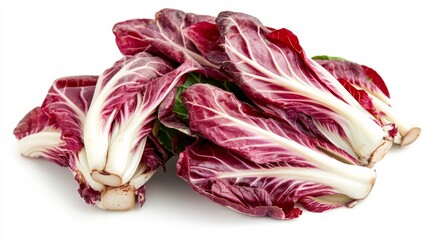 Obraz premium A fresh bunch of radicchio with its vibrant red leaves and bitter flavor, Each leaf’s bright color and subtle imperfections captured with precision