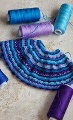 Dress crocheted with sewing thread 