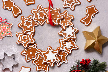 GINGERBREAD  on a Christmas rustic background