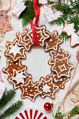 GINGERBREAD  on a Christmas rustic background