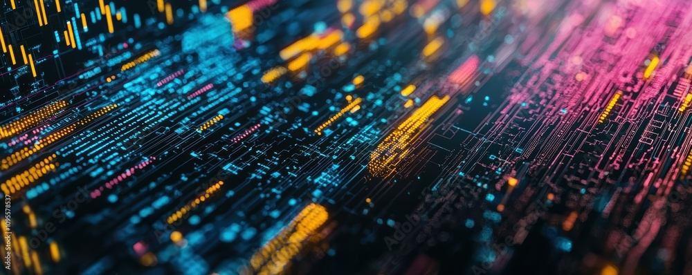 Poster dynamic blockchain data visualization digital finance analysis virtual environment close-up view cry