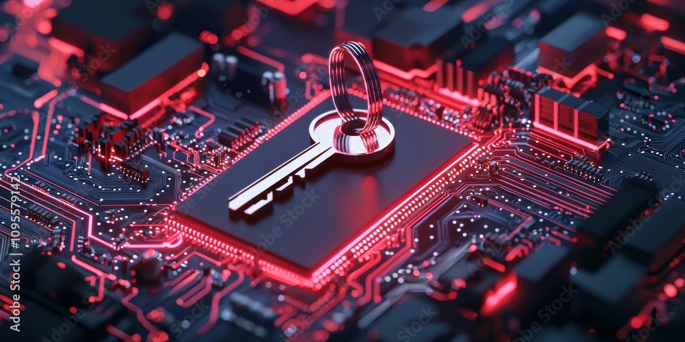 Poster cyber security action digital circuit board visual content high-tech environment macro viewpoint dat