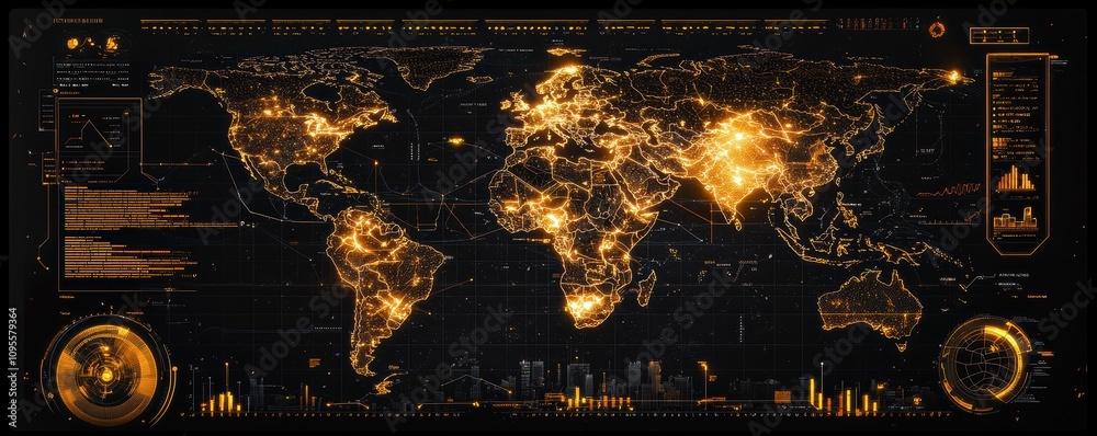 Poster digital dashboard displaying global data insights virtual environment infographic technology viewpoi