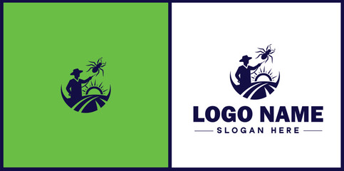  Pest Control icon Exterminating services Vermin control Insect control flat logo sign symbol editable vector