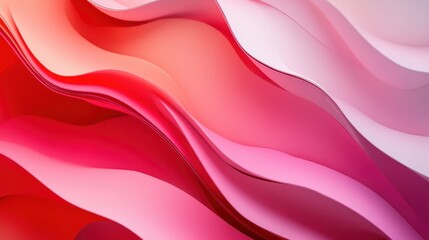 Obraz premium Abstract background with smooth, flowing red, pink, and white waves.