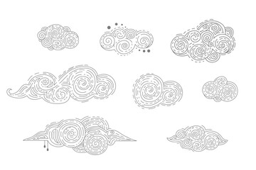 Abstract line art clouds vector set vector illustration