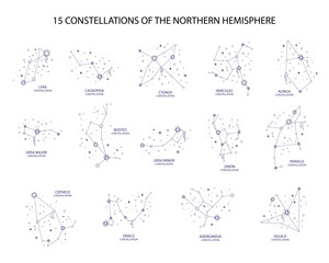 Constellations of the northern hemisphere set vector