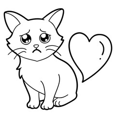 cute cat crying due to broken heart vector illustration
