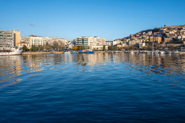 Sunset Panorama of city of Kavala, Greece